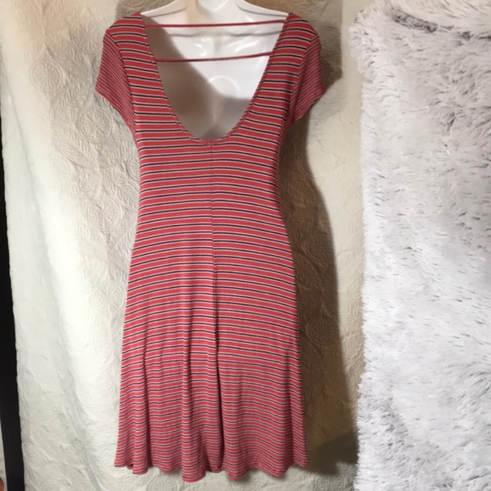 AE Outfitters striped mini Dress open back rib shirt look size M - Picture 4 of 8